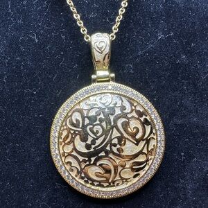 Lauren G. Adam’s (LGA) Gold Tone, Crystal, White Enamel 36” Necklace